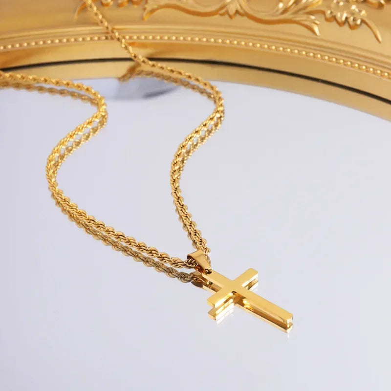 Gold Cross Pendant Necklace