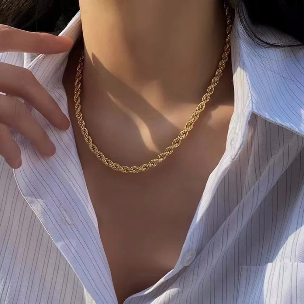 Gold Rope Chain Necklace