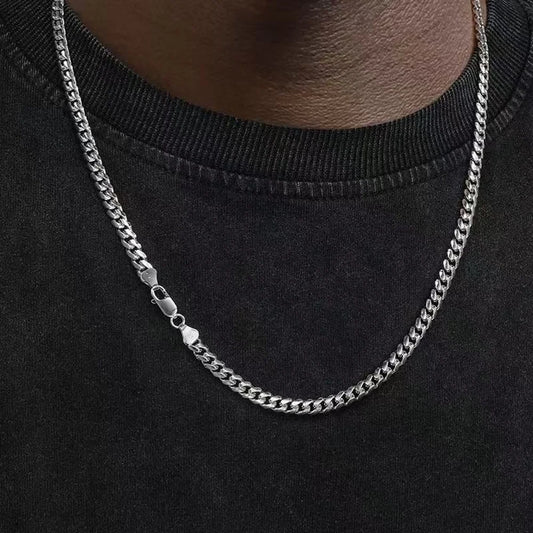 Refined Silver Cuban Chain Necklace